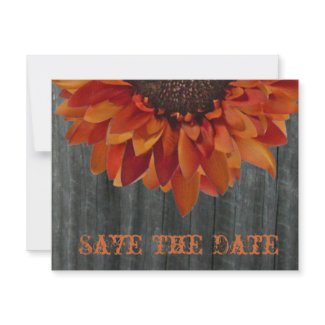 Barnwood & Sunflower Fall Wedding Save The Date invitation