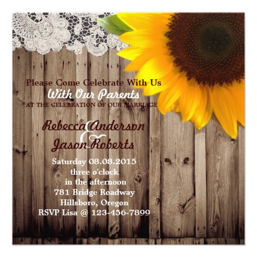 barnwood sunflower wedding country wedding invites