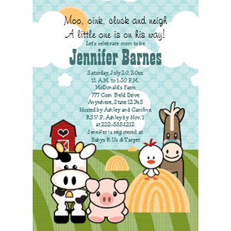 Barnyard Animal Baby Shower Invitations invitation