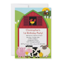 Barnyard Animal Fun Birthday Party Invites