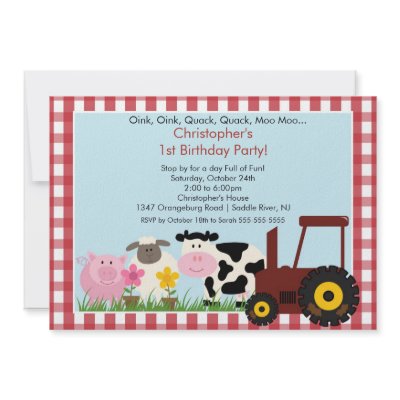 Barnyard Animal Fun Birthday Party Invitation by celebrateitinvites