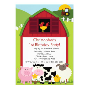 Barnyard Animal Fun Birthday Party Invites