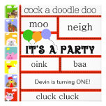 Barnyard Animals Birthday Invitations