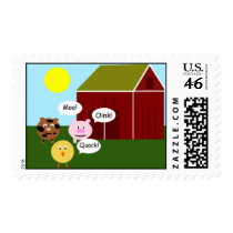 Barnyard Animals Moo Oink Quack Postage Stamps
