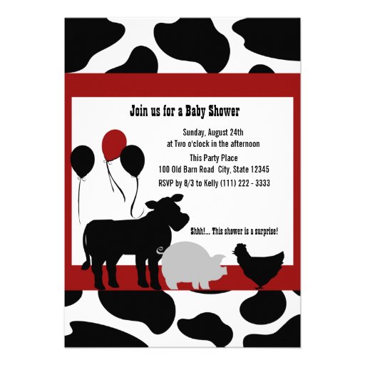 Barnyard Baby Shower Custom Announcements