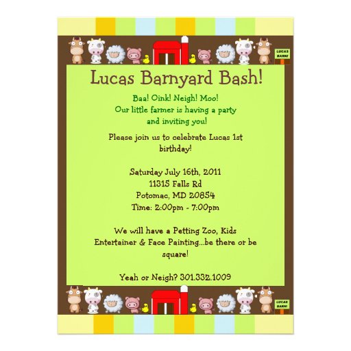 Barnyard Bash Personalized Invite