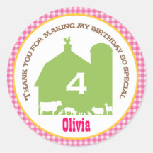 Barnyard Birthday Favor Sticker
