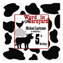 Barnyard Birthday Party Custom Announcements