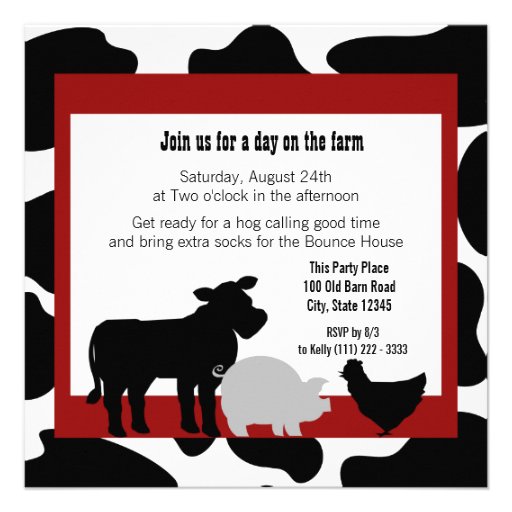 Barnyard Birthday Party Custom Announcements