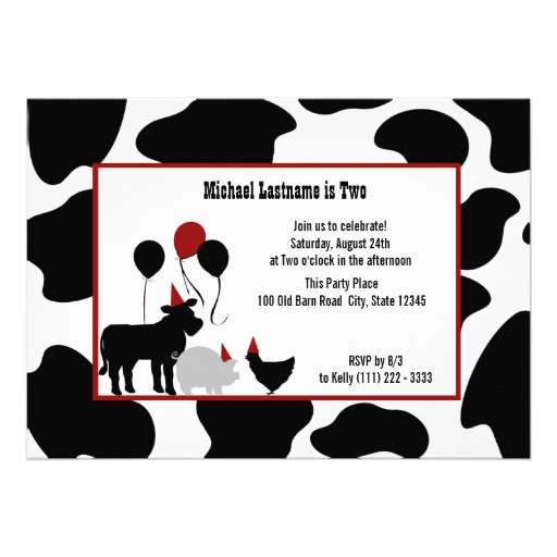 Barnyard Birthday Party with Photo Custom Invite