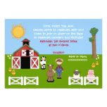 Barnyard farm animal kids birthday invitation