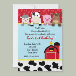 Barnyard farm animals Birthday Party invitations