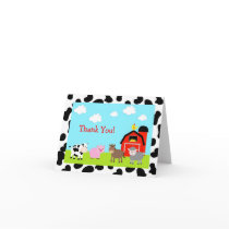 Barnyard Farm Animals Folded Thank You Note Cards