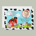 Barnyard Farm Animals Photo Birthday Invitations