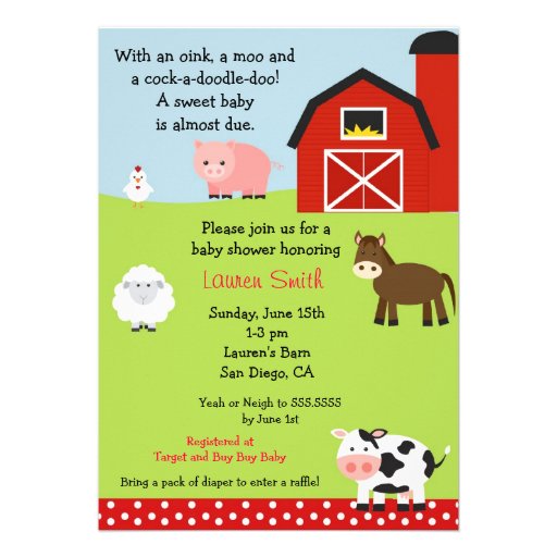 Barnyard Farm Baby Shower Invitation