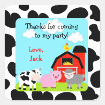 Barnyard farm Birthday Baby Shower favor stickers
