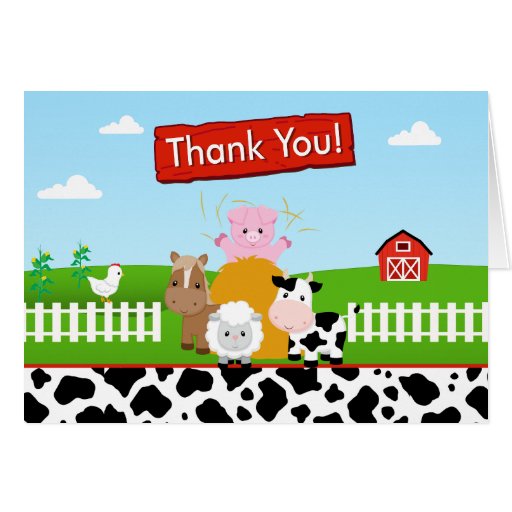Barnyard Farm Thank You Card Folded Note Card | Zazzle