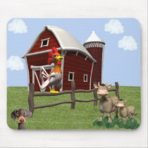 Barnyard Mouse Pad with Rooster Cows and Dog mousepads