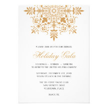 Baroque Amber Ornamental Holiday Gala Custom Invitation