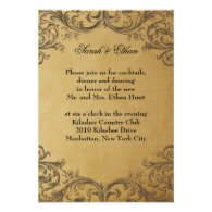Baroque Antique Gold Wedding Reception Cards Invitation