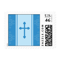 Baroque Baptism Blue Postage Stamp