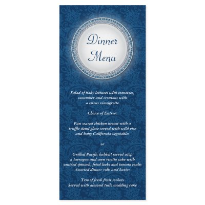 Baroque Cobalt Plaque Menu Rack Card by starstreamdesign