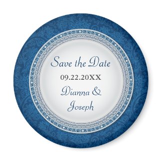 Baroque Cobalt Plaque Wedding Save the Date Magnet magnet