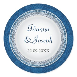 Baroque Cobalt Plaque Wedding Sticker sticker