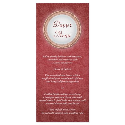 Baroque Crimson Plaque Menu Rack Card by starstreamdesign
