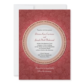 Baroque Crimson Plaque Wedding Invitation invitation