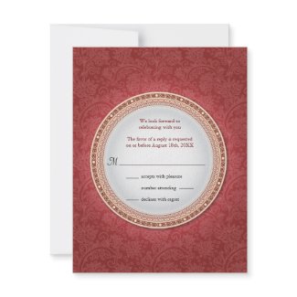 Baroque Crimson Plaque Wedding Reply Invitation invitation