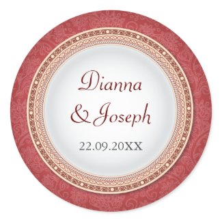 Baroque Crimson Plaque Wedding Sticker sticker