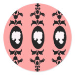 Baroque Damask Cameo Round Stickers