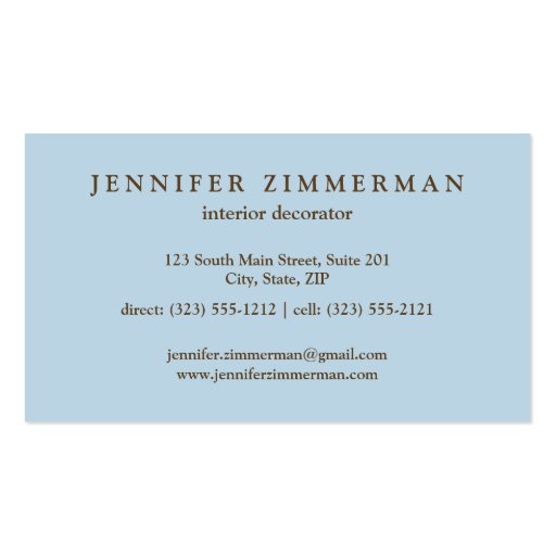 Baroque Damask Designer Business Card :: baby blue (back side)