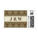 Baroque Damask Designer Monogram Postage :: taupe postage by BizCardShoppe Baroque Damask Designer Monogram Postage :: taupe postage