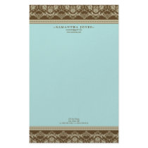 Baroque Damask Designer Stationery :: aqua
