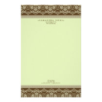 Baroque Damask Designer Stationery :: sage