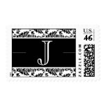 Baroque Damask Monogram J Wedding Stamp