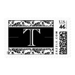 Baroque Damask Monogram T Wedding Stamp