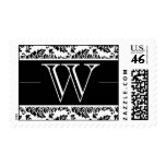 Baroque Damask Monogram W Wedding Stamp