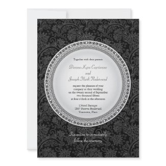 Baroque Ebony Plaque Wedding Invitation invitation