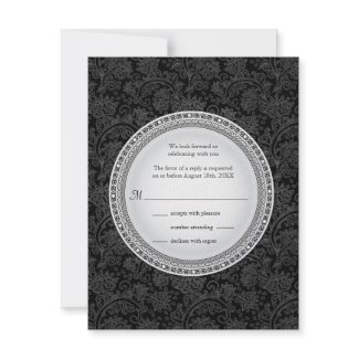 Baroque Ebony Plaque Wedding Reply Invitation invitation
