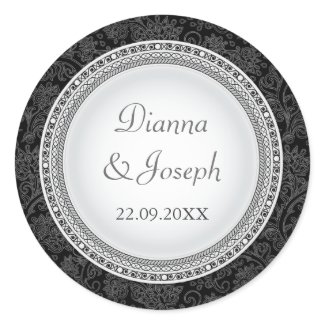 Baroque Ebony Plaque Wedding Sticker sticker