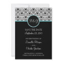 Baroque Elegance (Aqua) Save Date Announcement invitations by twoheartsshoppe Baroque Elegance (Aqua) Save Date Announcement invitations