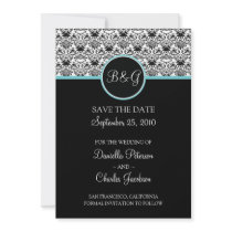 Baroque Elegance (Aqua) Save Date Announcement invitations
