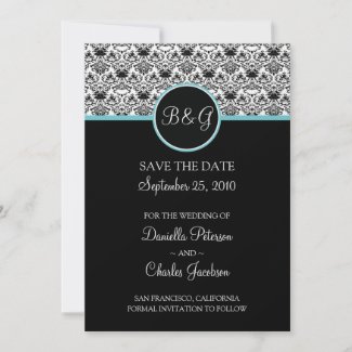 Baroque Elegance (Aqua) Save Date Announcement invitation