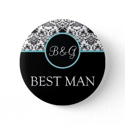 Baroque Elegance Best Man Button-Aqua