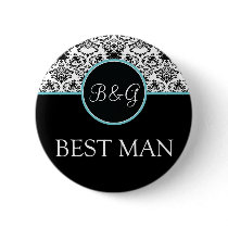 Baroque Elegance Best Man Button-Aqua by twoheartsshoppe Baroque Elegance Best Man Button-Aqua
