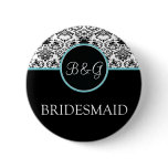 Baroque Elegance Bridesmaid Button-Aqua