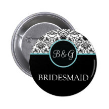 Baroque Elegance Bridesmaid Button-Aqua